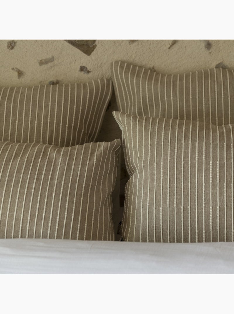 Parure de lit coton rayure beige Beige - Kiabi