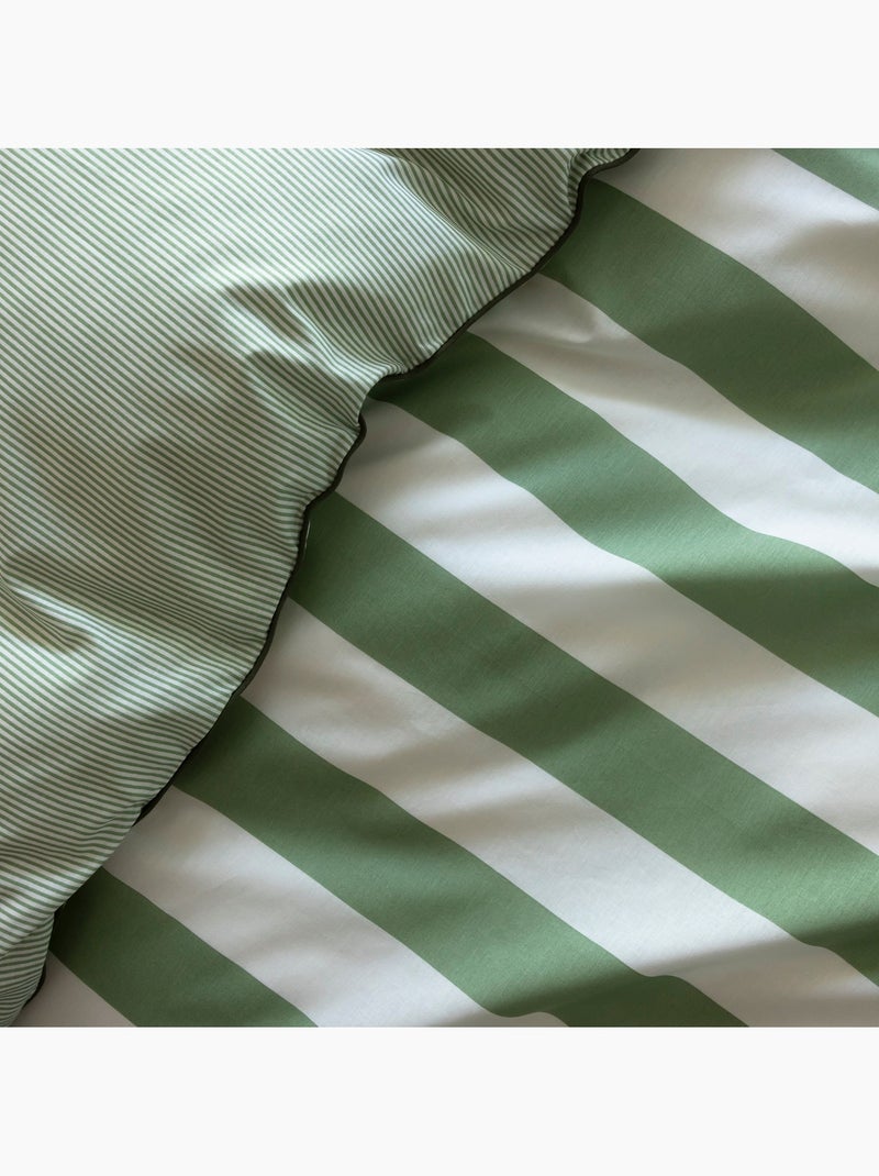 Parure de lit coton rayure Vert - Kiabi