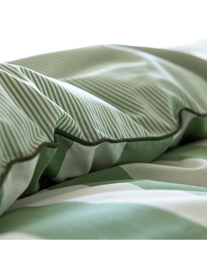 Parure de lit coton rayure Vert - Kiabi