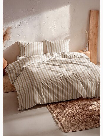 Parure de lit coton, rayures hachurées
