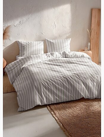 Parure de lit coton, rayures hachurées