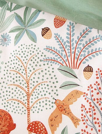 Parure de lit coton réversible imprimé automne 1 place 140 x 200cm Maxence