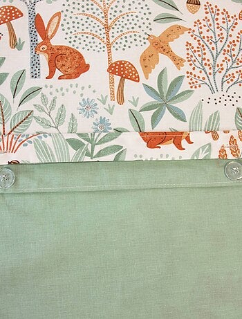 Parure de lit coton réversible imprimé automne 1 place 140 x 200cm Maxence