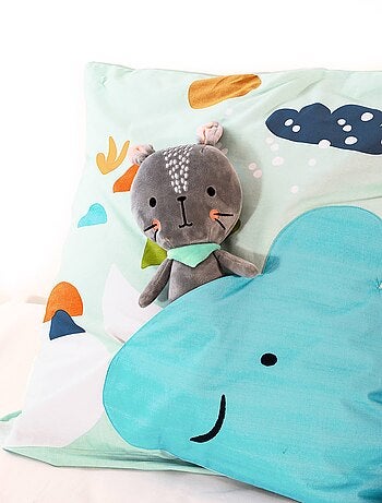 Parure de lit coton réversible imprimé dinosaures 1 place 140 x 200cm Dino