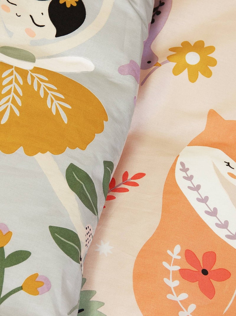 Parure de lit coton réversible imprimé licorne/danseuse 1 place 140 x 200cm Feerie Rose - Kiabi