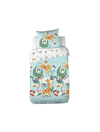 Parure de lit coton réversible imprimé savane / arc-en-ciel 1 place 140 x 200cm Tanzania