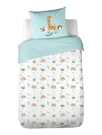 Parure de lit coton réversible imprimé savane / arc-en-ciel 1 place 140 x 200cm Tanzania