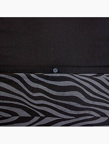 Parure de lit coton réversible imprimé zèbre 2 places noir Zebra