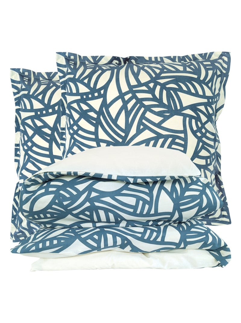 Parure de lit coton SÉRÉNA Taie 65x65 cm Bleu Beige - Kiabi