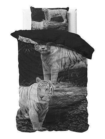Parure de Lit Coton Tigre Blanc