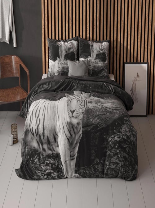 Parure de Lit Coton Tigre Blanc - Kiabi Parure de Lit Coton Tigre Blanc - Kiabi