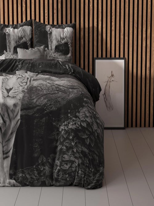 Parure de Lit Coton Tigre Blanc - Kiabi Parure de Lit Coton Tigre Blanc - Kiabi