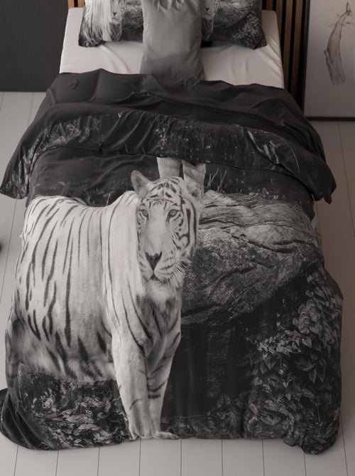 Parure de Lit Coton Tigre Blanc - Kiabi Parure de Lit Coton Tigre Blanc - Kiabi
