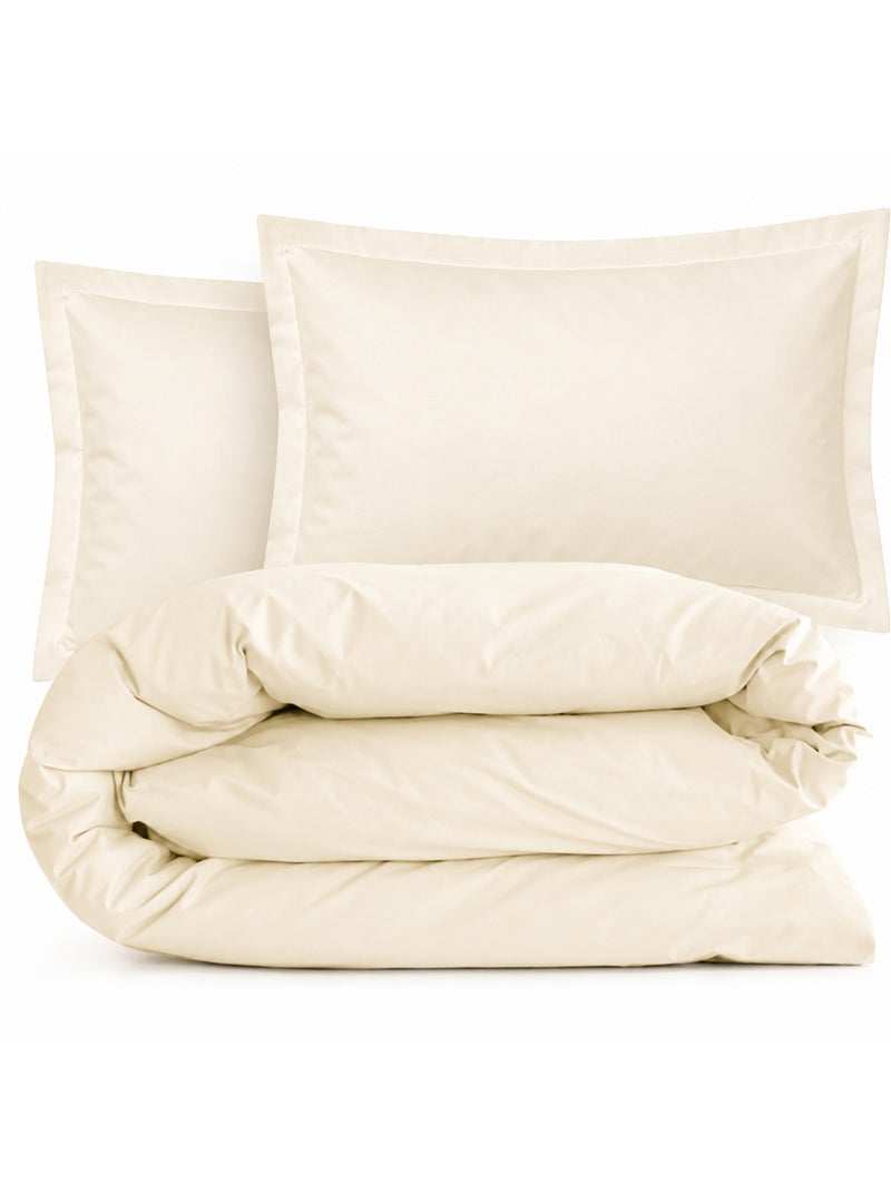 Parure de lit coton uni alto taie 50x70 cm Beige clair - Kiabi