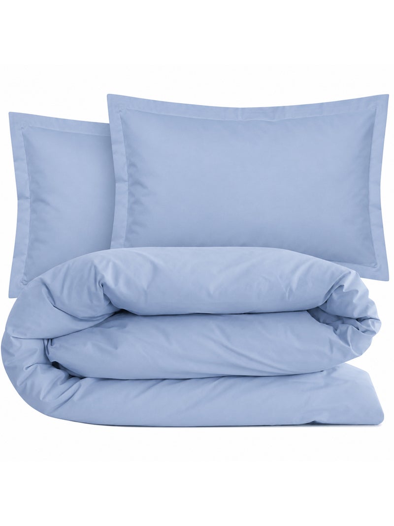 Parure de lit coton uni ALTO Taie 50x70 cm Bleu polaire - Kiabi