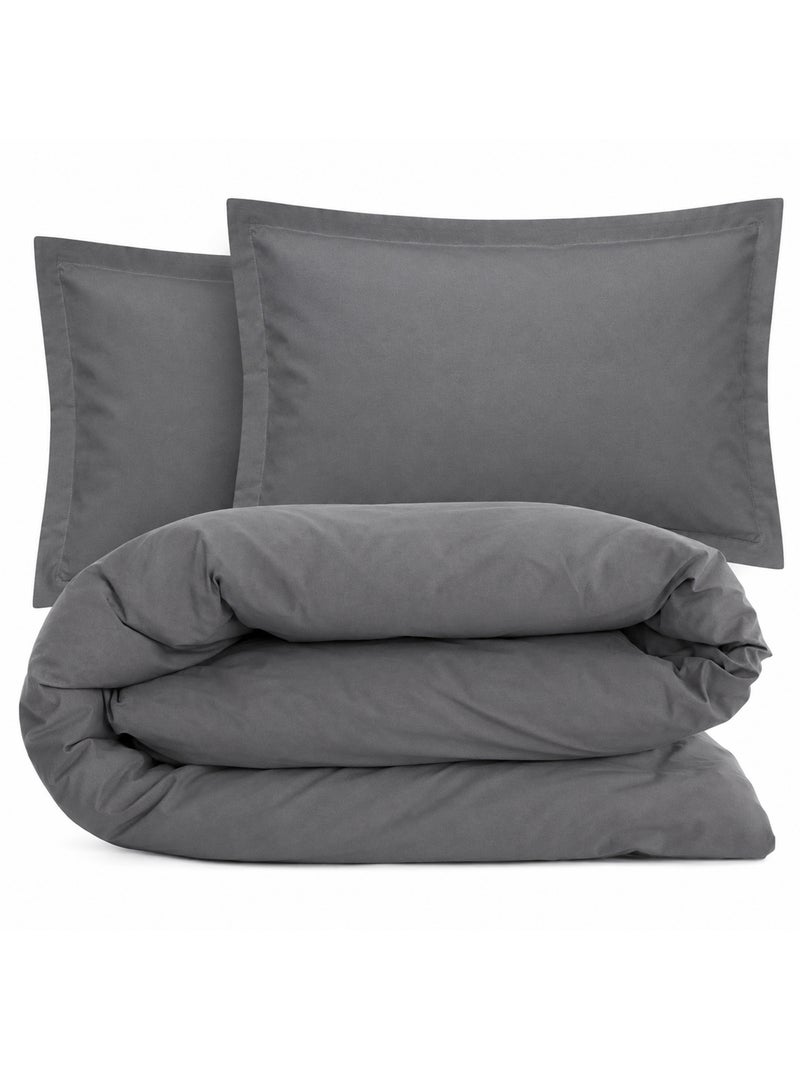 Parure de lit coton uni ALTO Taie 50x70 cm Gris foncé - Kiabi