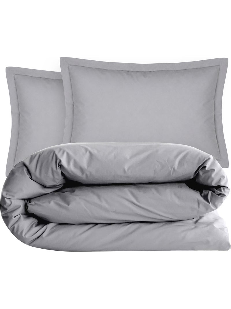 Parure de lit coton uni ALTO Taie 50x70 cm Gris - Kiabi