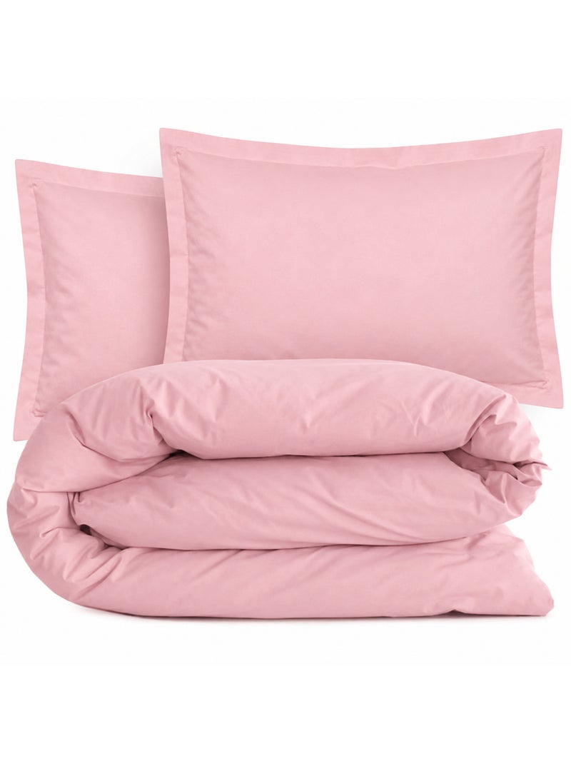 Parure de lit coton uni ALTO Taie 50x70 cm Rose pâle - Kiabi