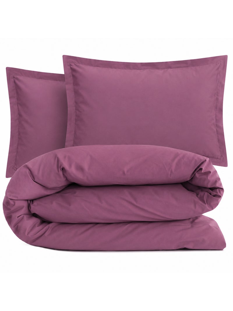Parure de lit coton uni alto taie 50x70 cm Violet prune - Kiabi