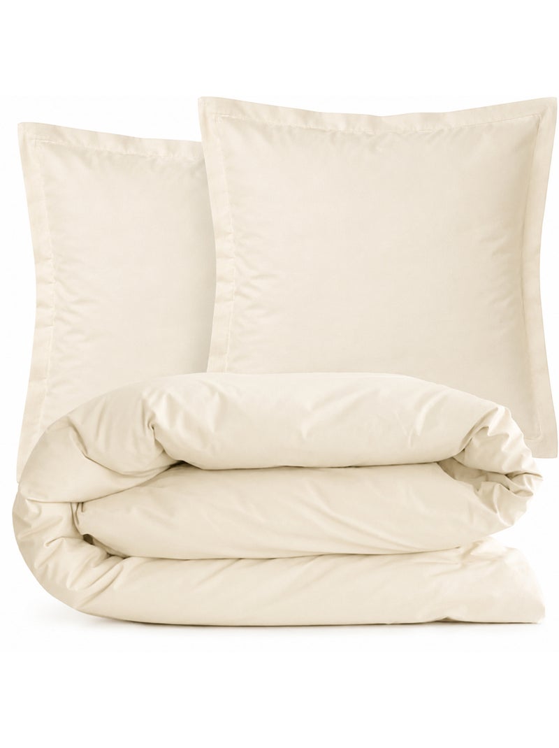 Parure de lit coton uni alto taie 65x65 cm Beige clair - Kiabi
