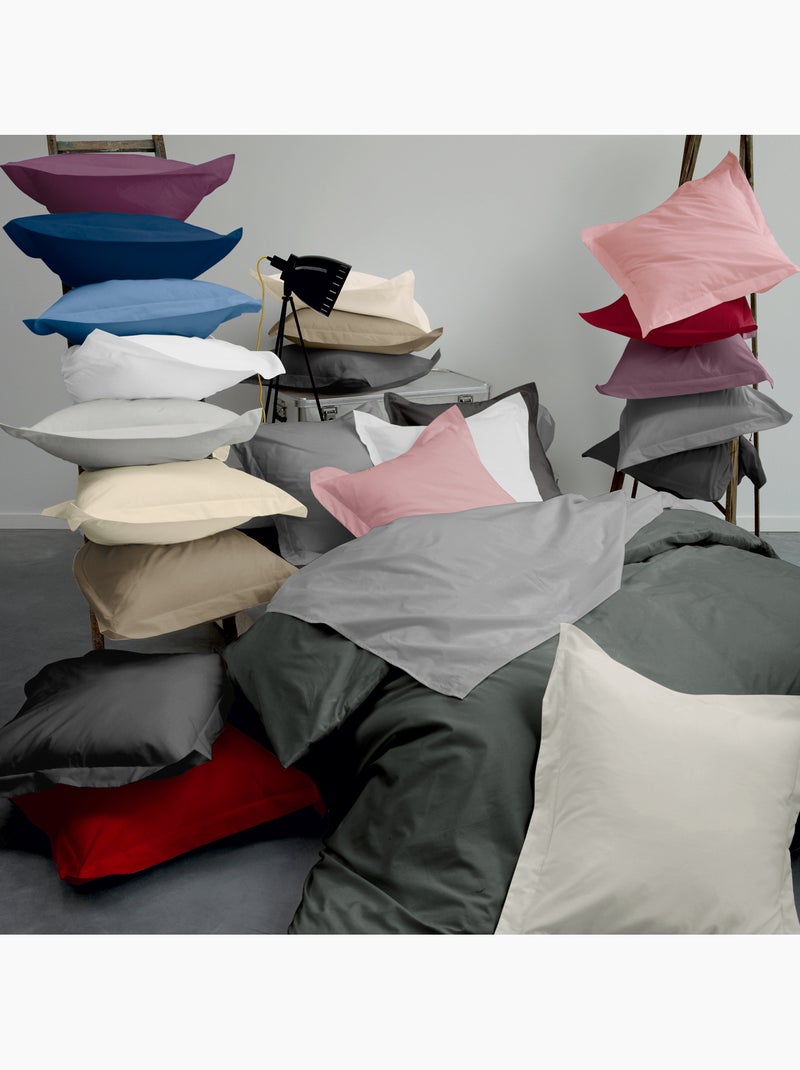 Parure de lit coton uni ALTO Taie 65x65 cm Blanc - Kiabi
