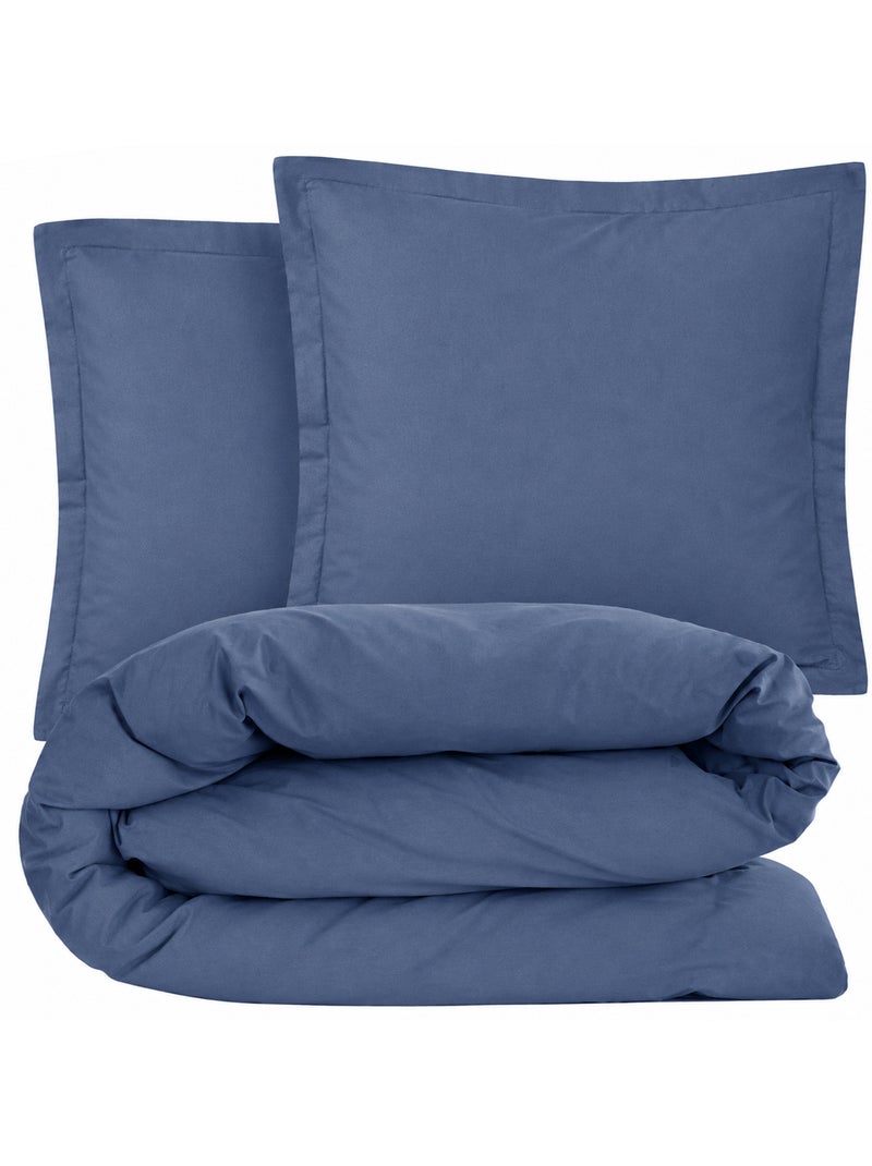 Parure de lit coton uni ALTO Taie 65x65 cm Bleu marine - Kiabi