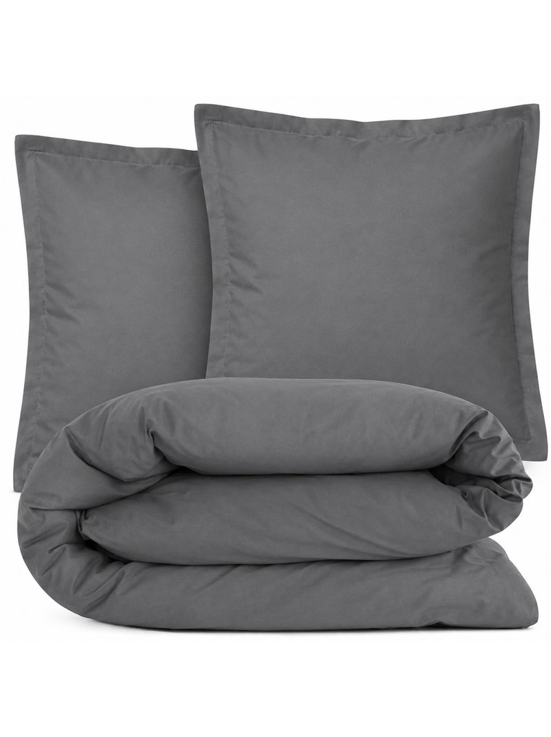 Parure de lit coton uni ALTO Taie 65x65 cm Gris foncé - Kiabi