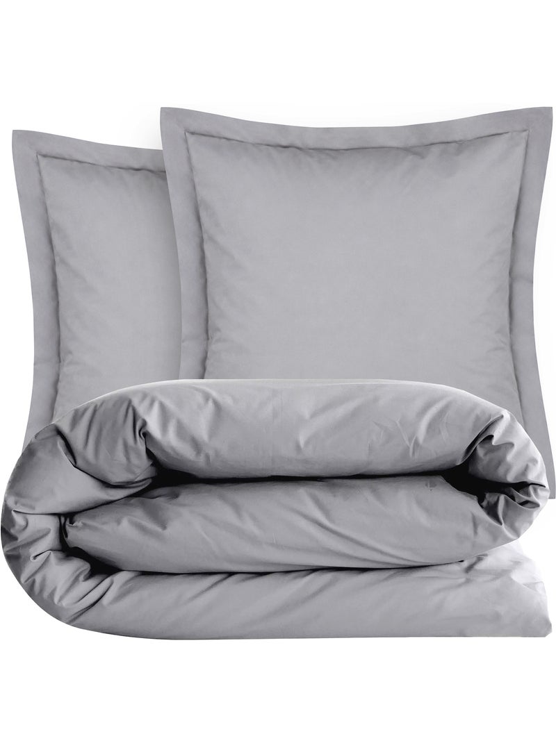 Parure de lit coton uni ALTO Taie 65x65 cm Gris - Kiabi