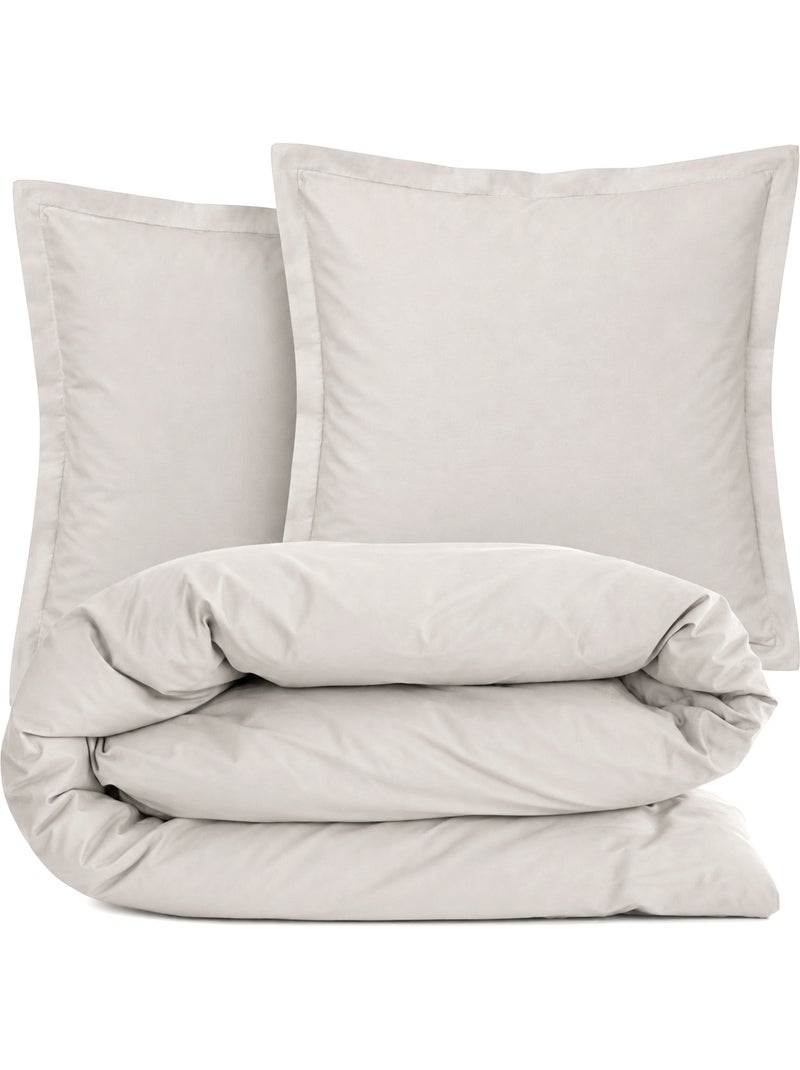 Parure de lit coton uni ALTO Taie 65x65 cm Gris perle - Kiabi