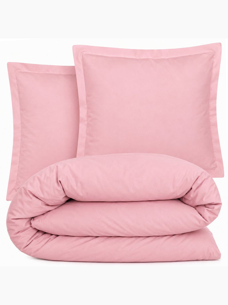 Parure de lit coton uni ALTO Taie 65x65 cm Rose pâle - Kiabi