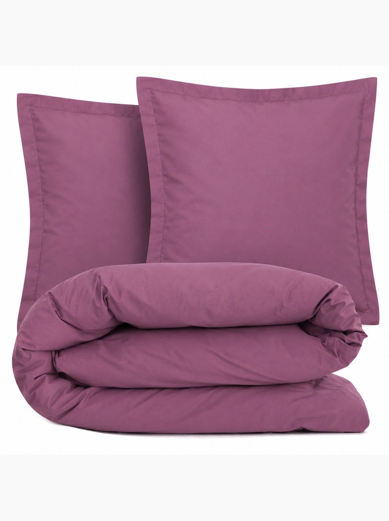 Parure de lit coton uni alto taie 65x65 cm Violet prune - Kiabi