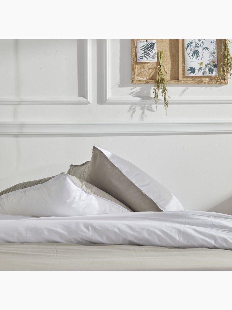 Parure de lit coton uni CHARME Beige - Kiabi