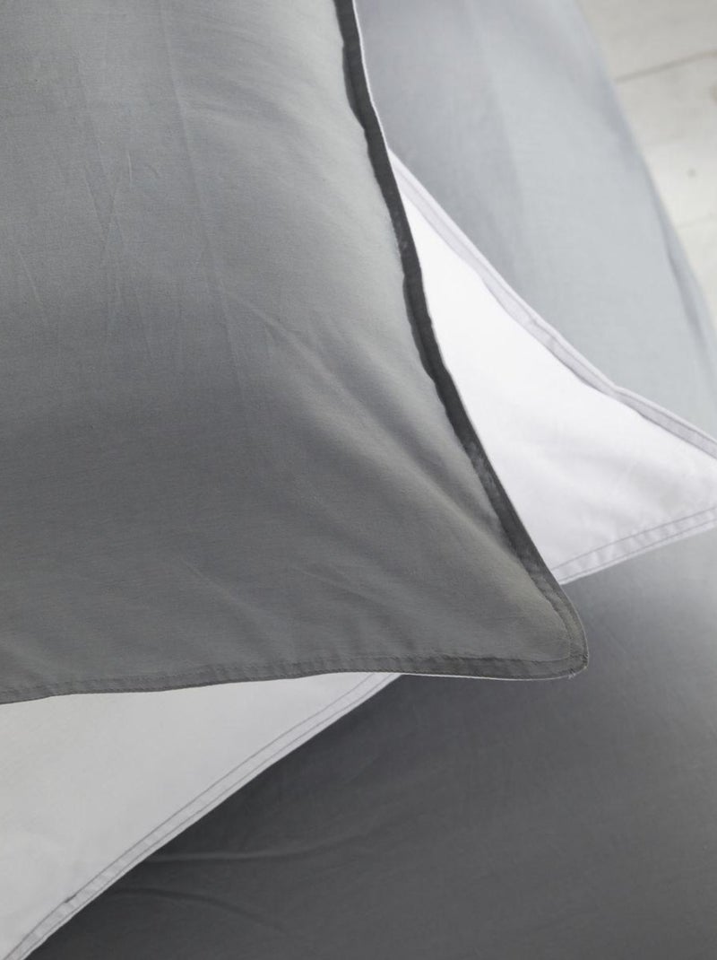 Parure de lit coton uni CHARME Gris - Kiabi
