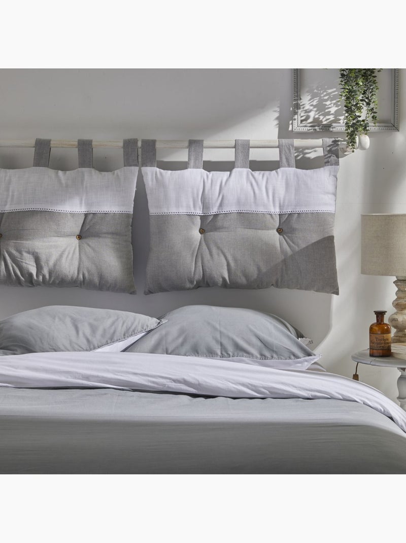 Parure de lit coton uni CHARME Gris - Kiabi