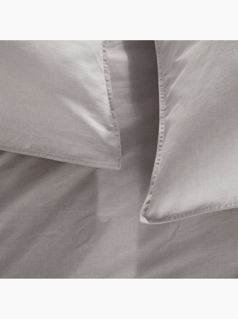 Parure de lit coton uni CHARME Gris clair - Kiabi