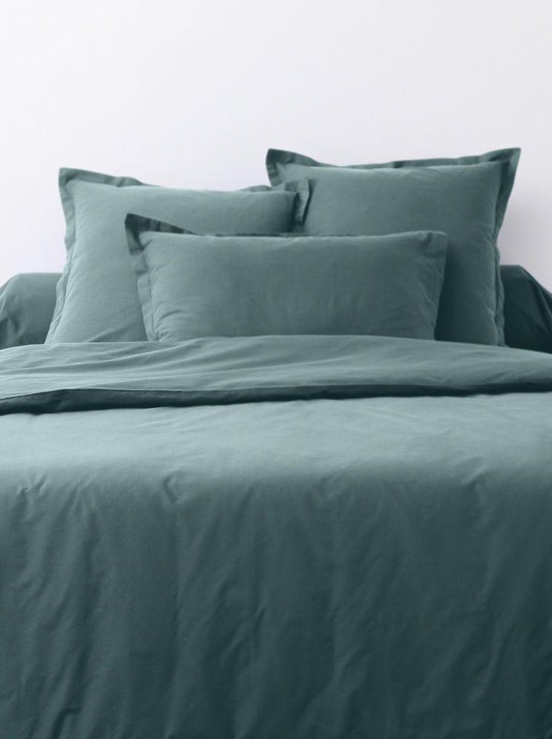 Parure de lit coton unie Bleu canard - Kiabi
