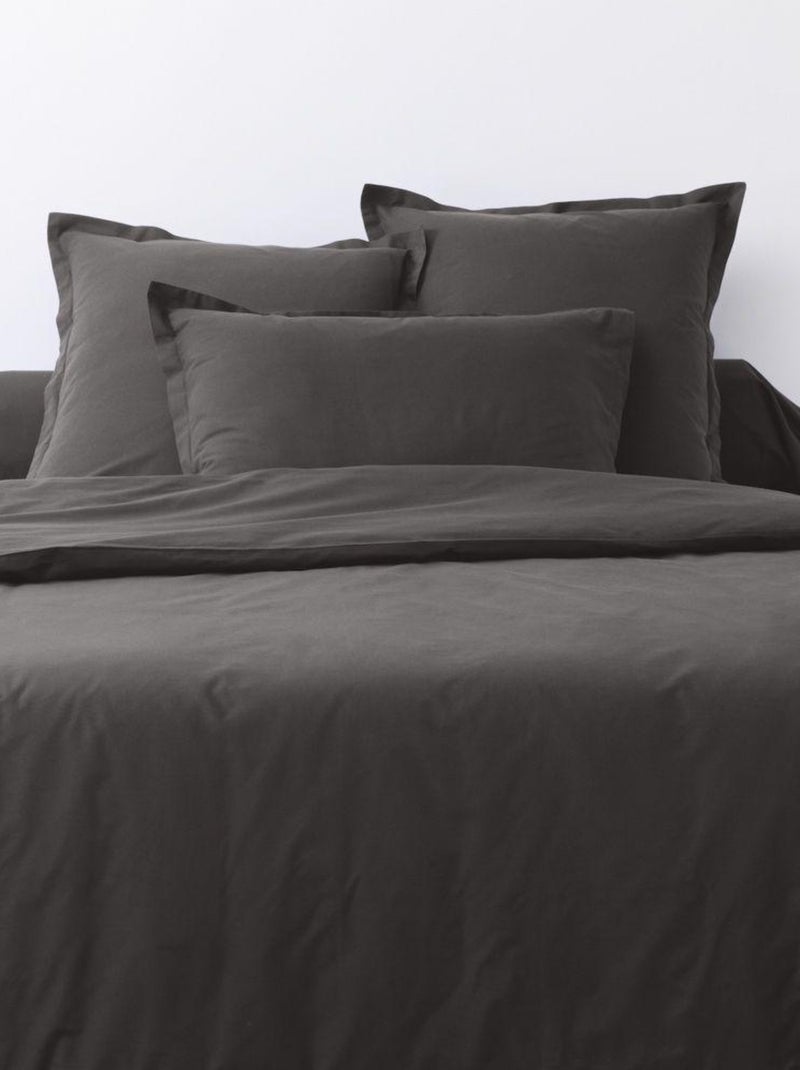 Parure de lit coton unie Gris foncé - Kiabi