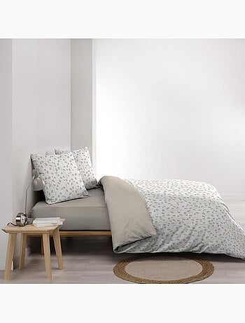 Parure de lit 3 pièces en coton à motif petites feuilles housse + taies