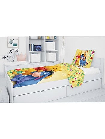 Parure de lit coton Winnie L'ourson et ses amis 100x135 cm - Housse de couette + taie