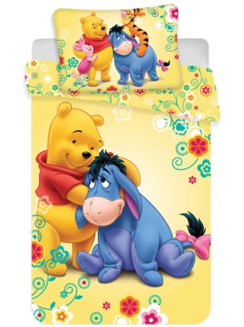 Parure de lit coton Winnie L'ourson et ses amis 100x135 cm - Housse de couette + taie - Kiabi