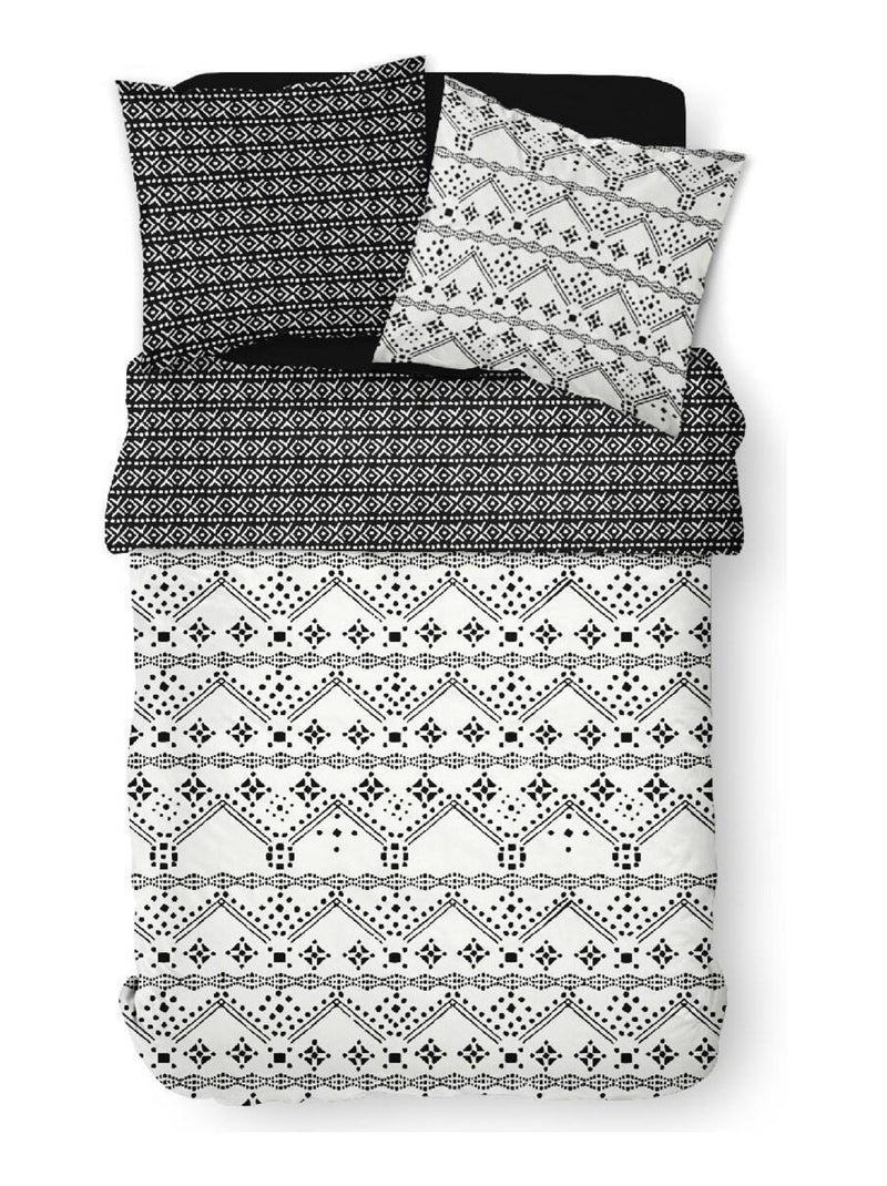 Parure de lit coton zippée 2 personnes imprimé ethnique MAWIRA Blanc - Kiabi