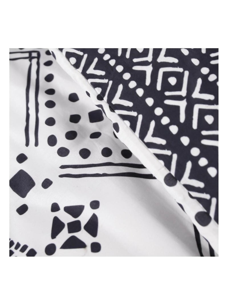 Parure de lit coton zippée 2 personnes imprimé ethnique MAWIRA Blanc - Kiabi