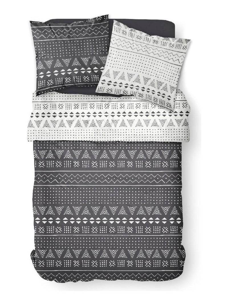 Parure de lit coton zippée 2 personnes imprimé ethnique MAWIRA Blanc - Kiabi