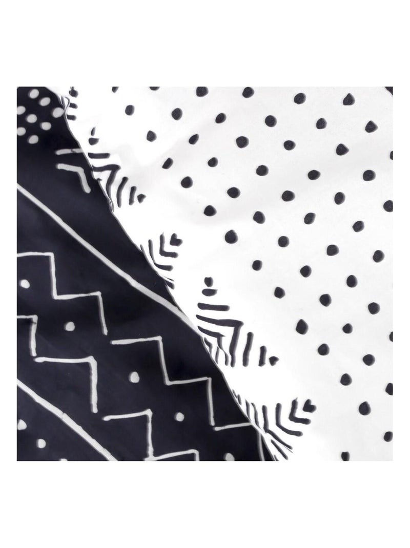 Parure de lit coton zippée 2 personnes imprimé ethnique MAWIRA Blanc - Kiabi