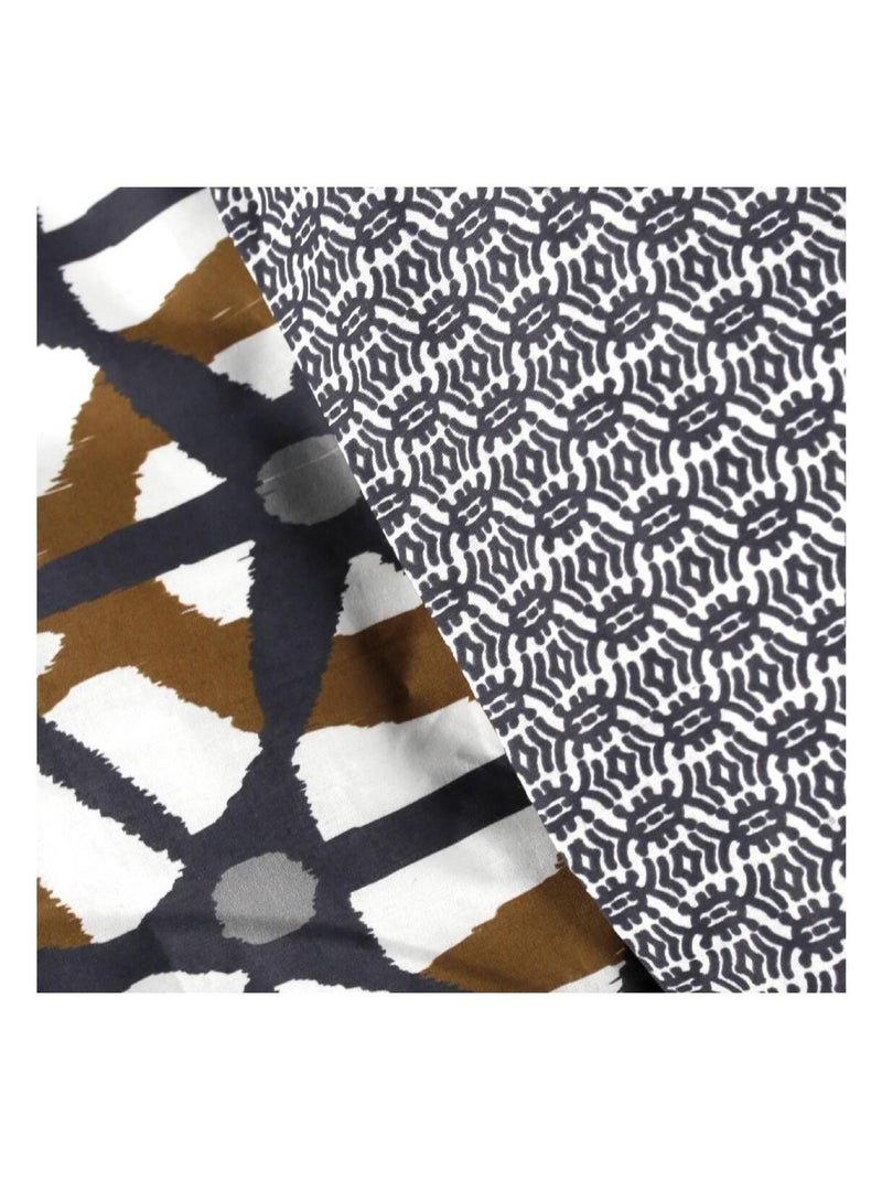 Parure de lit coton zippée 2 personnes imprimé ethnique MAWIRA Noir - Kiabi