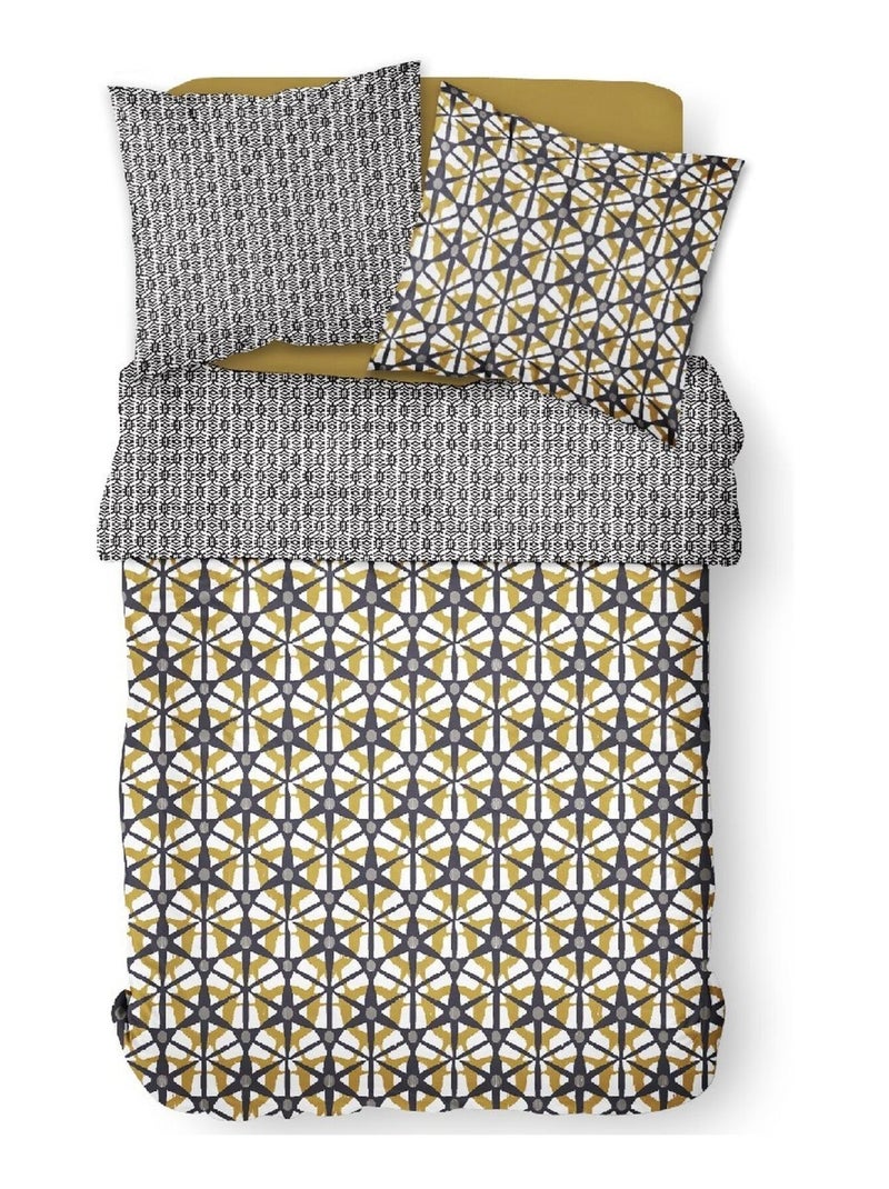 Parure de lit coton zippée 2 personnes imprimé ethnique MAWIRA Noir - Kiabi