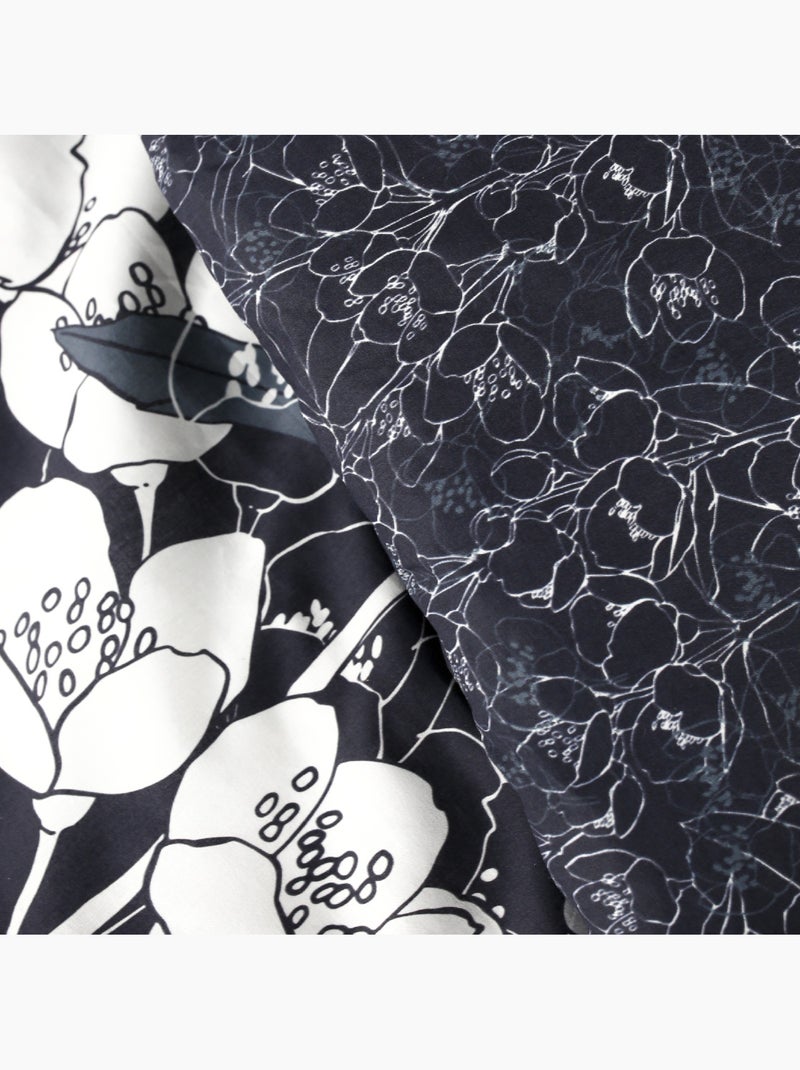 Parure de lit coton zippée 2 personnes imprimé floral MAWIRA Bleu - Kiabi