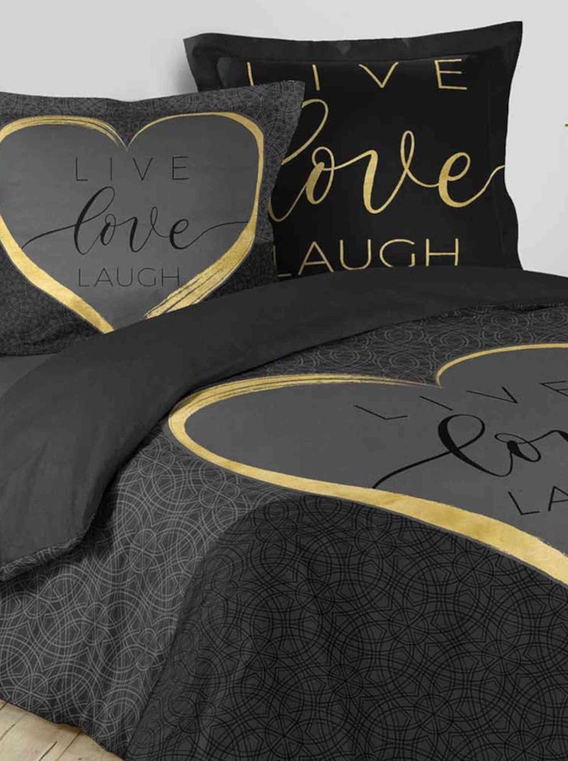 Parure de lit CRAZY LOVE gris anthracite - Kiabi