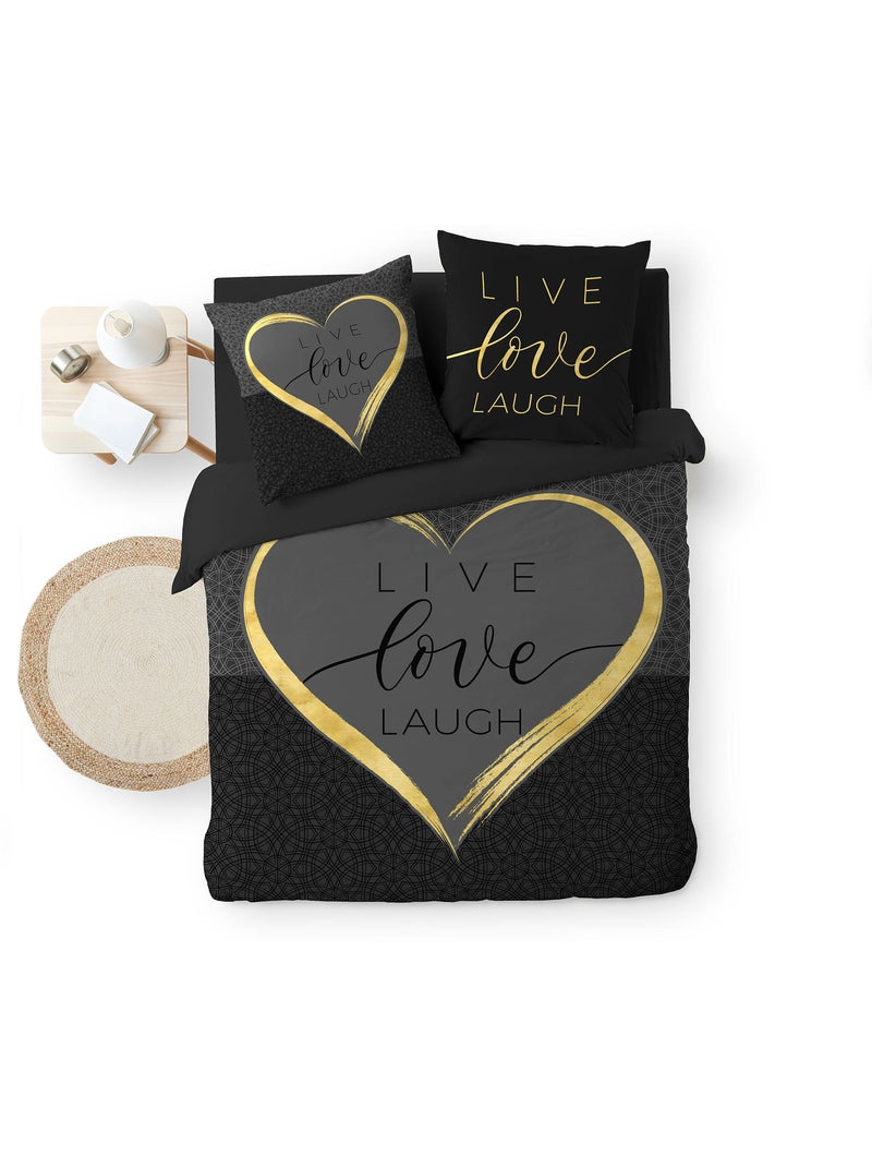 Parure de lit CRAZY LOVE gris anthracite - Kiabi