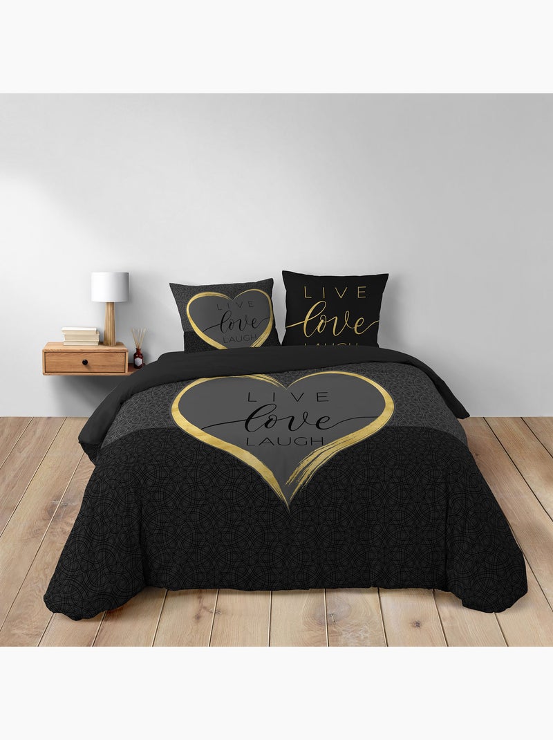Parure de lit CRAZY LOVE gris anthracite - Kiabi